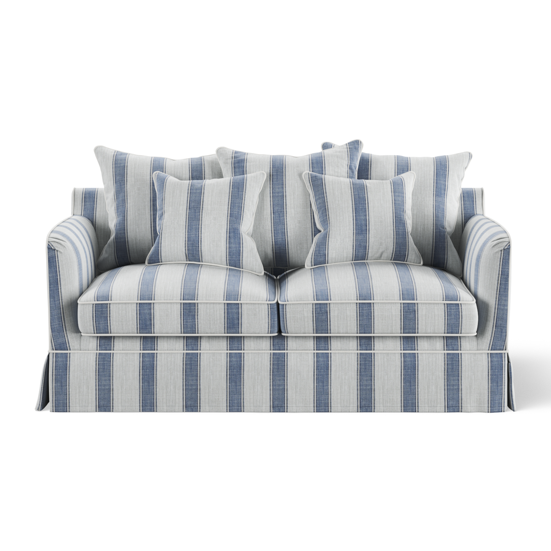 Noosa Hamptons 2 Seat Sofa Blue Sky Stripe