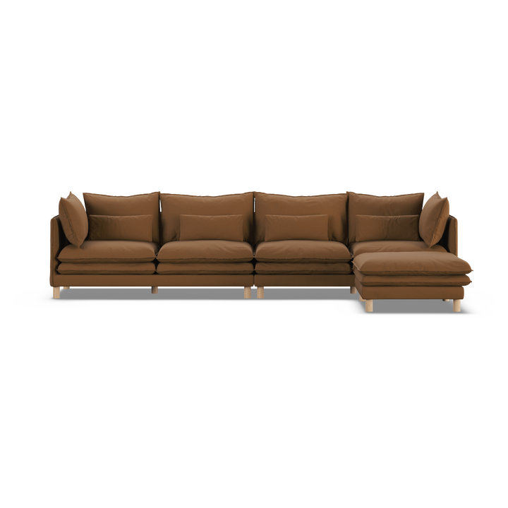 Aura 4 Seater with Chaise Brown
