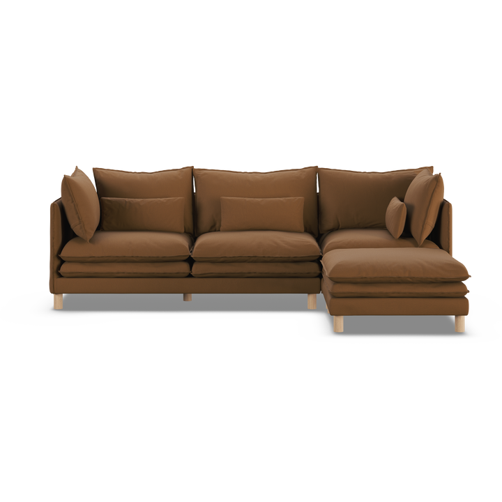 Aura 3 Seater with Chaise Brown