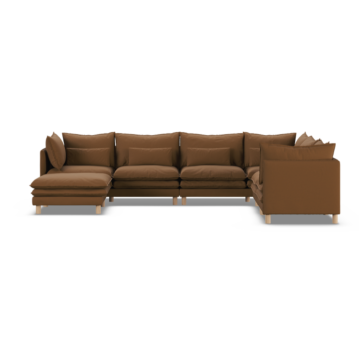 Aura 6 Seater Modular with Chaise Brown