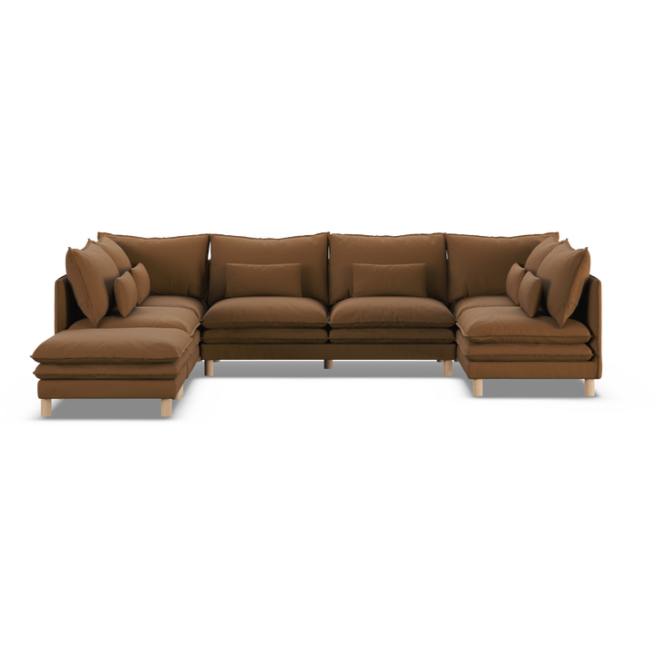 Aura 7 Seater U-Shaped Modular with Open End - Brown
