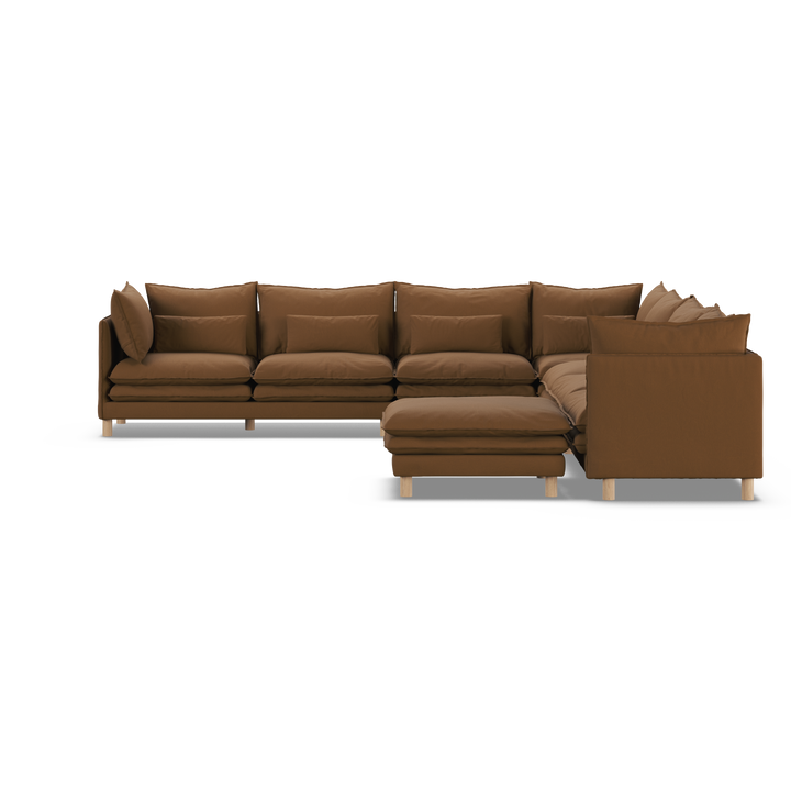 Aura 7 Seater Modular with Chaise - Brown
