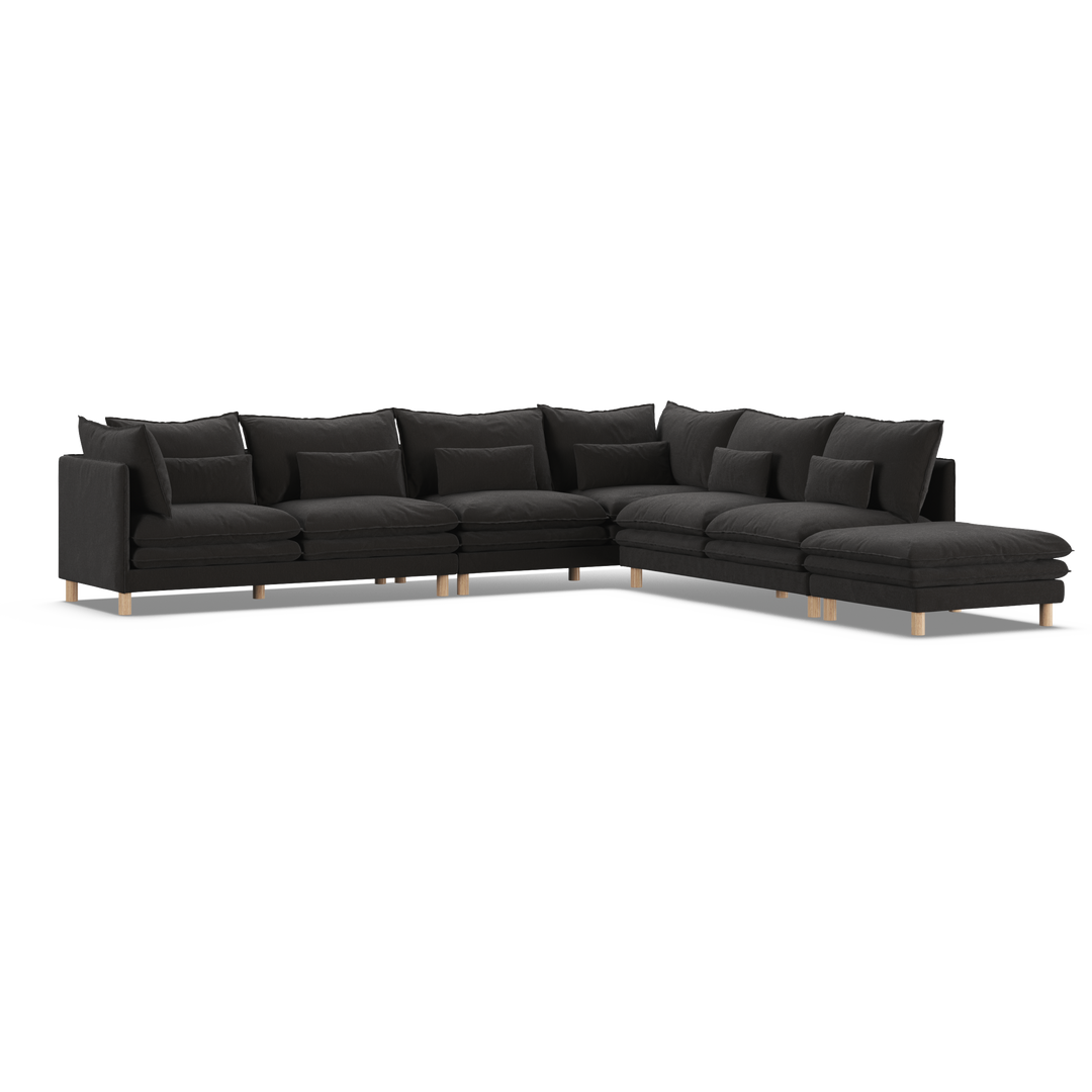 Aura 7 Seater Modular with Open End - Charcoal