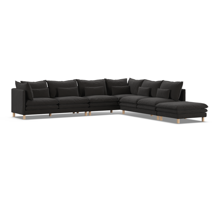 Aura 7 Seater Modular with Open End - Charcoal