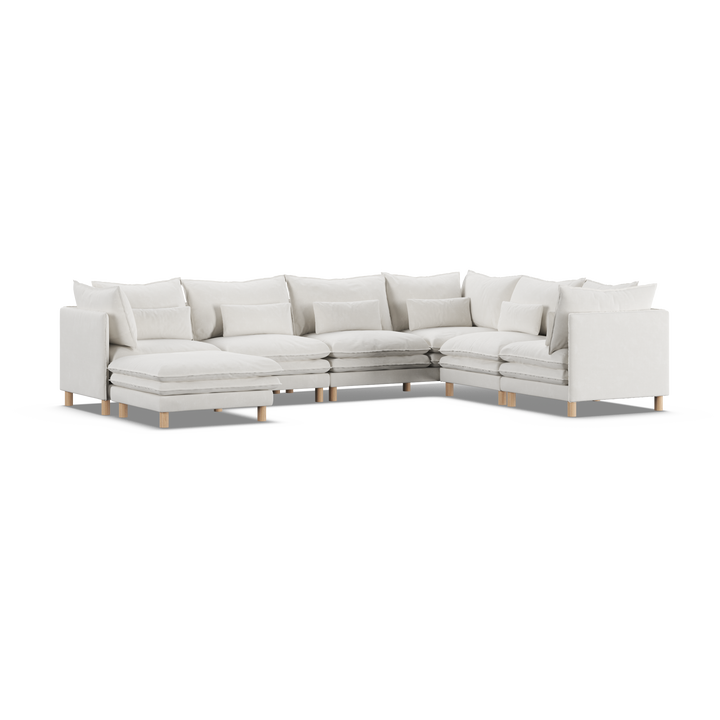 Aura 6 Seater Modular with Chaise White