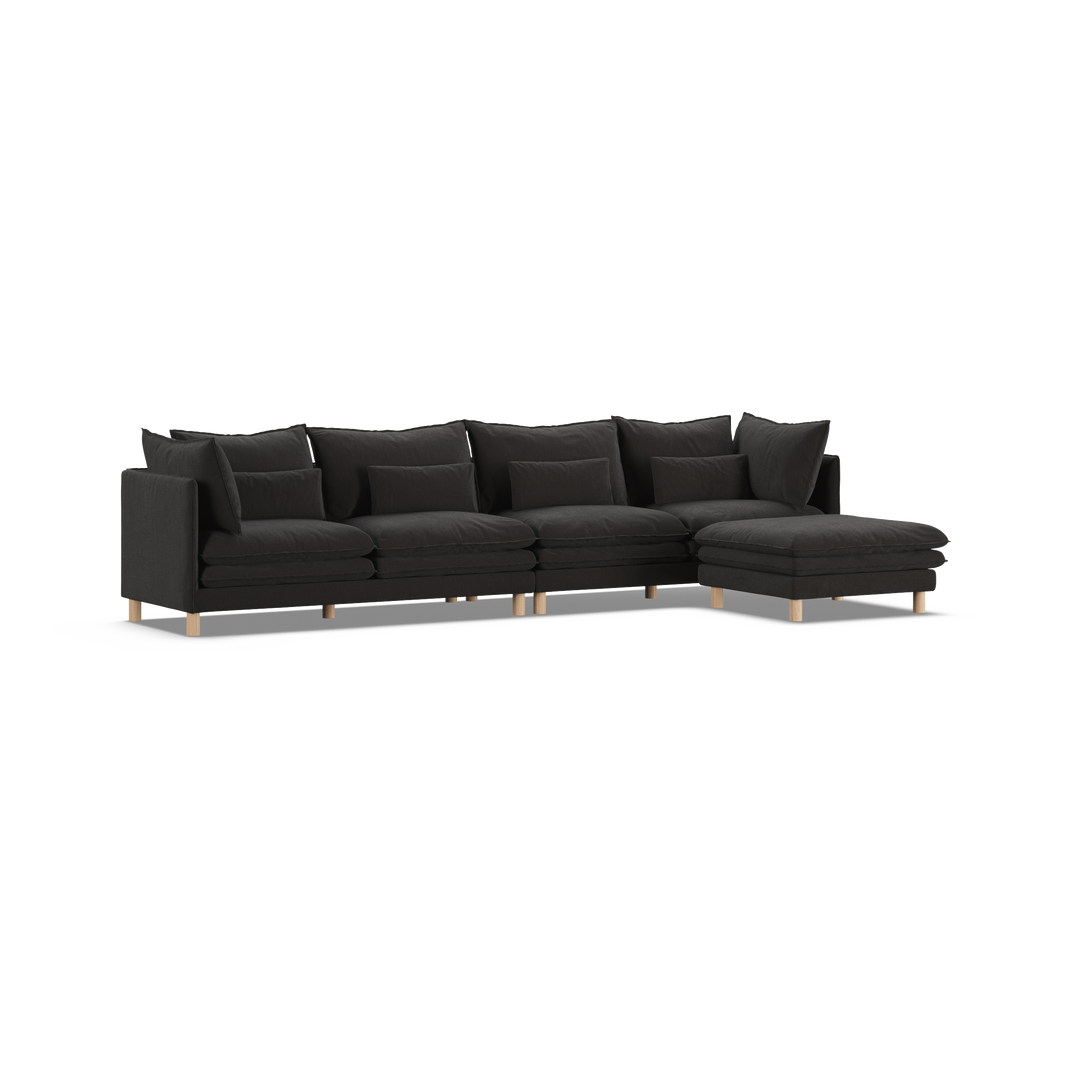 Aura 4 Seater with Chaise Charcoal