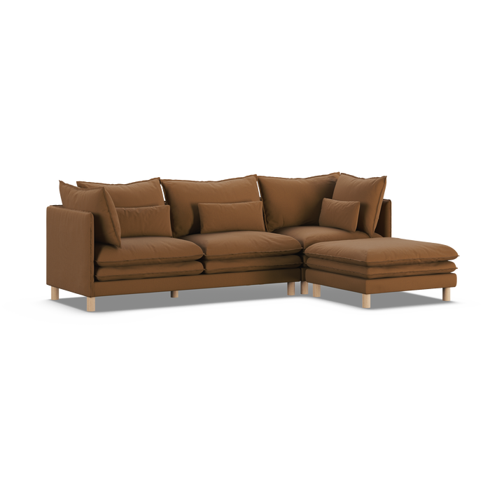 Aura 3 Seater with Chaise Brown