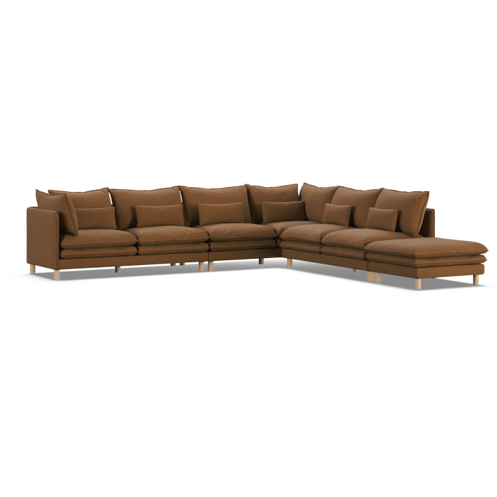 Aura 7 Seater Modular with Open End - Brown