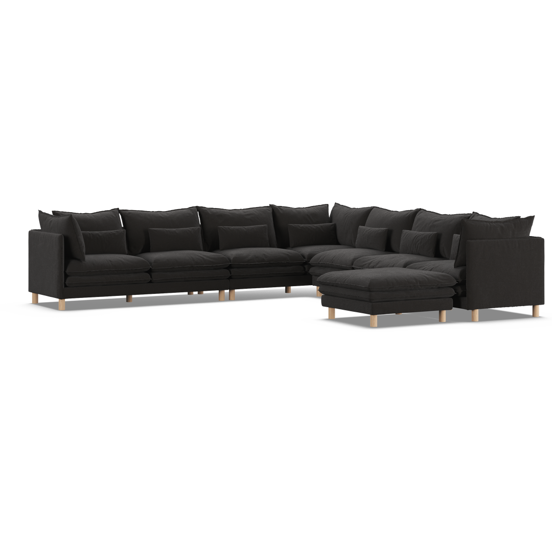 Aura 7 Seater Modular with Chaise - Charcoal