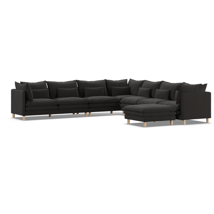 Aura 7 Seater Modular with Chaise - Charcoal
