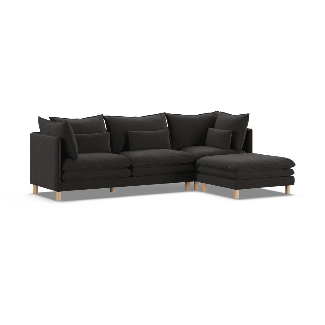 Aura 3 Seater with Chaise Charcoal