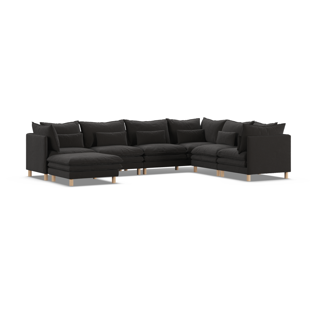 Aura 6 Seater Modular with Chaise Charcoal