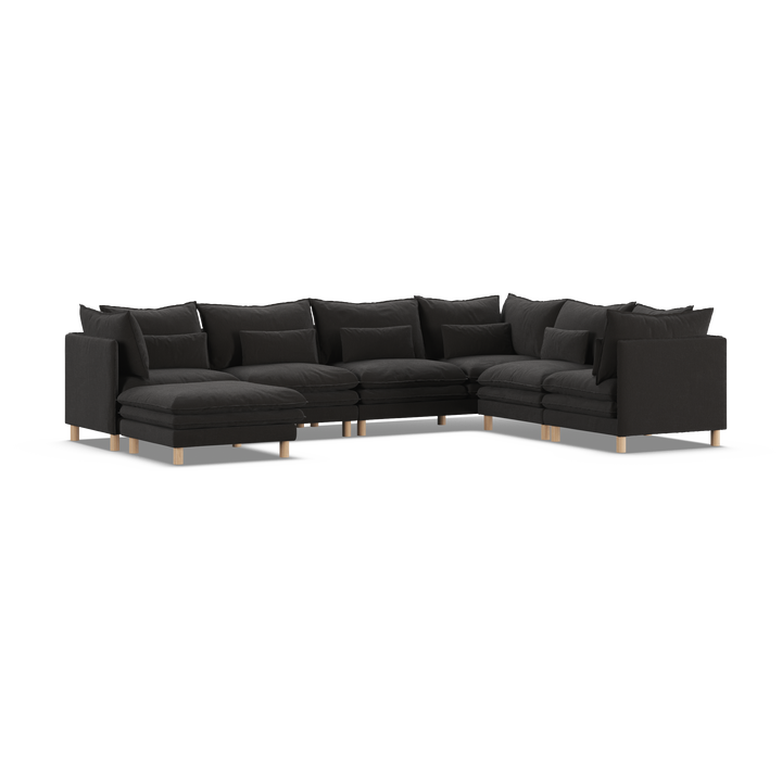 Aura 6 Seater Modular with Chaise Charcoal
