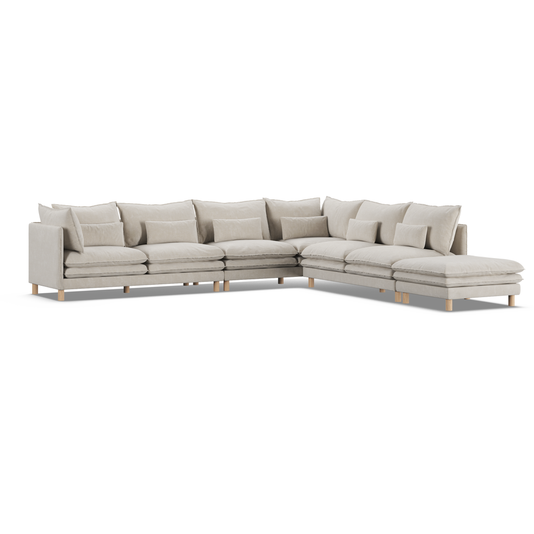 Aura 7 Seater Modular with Open End - Natural