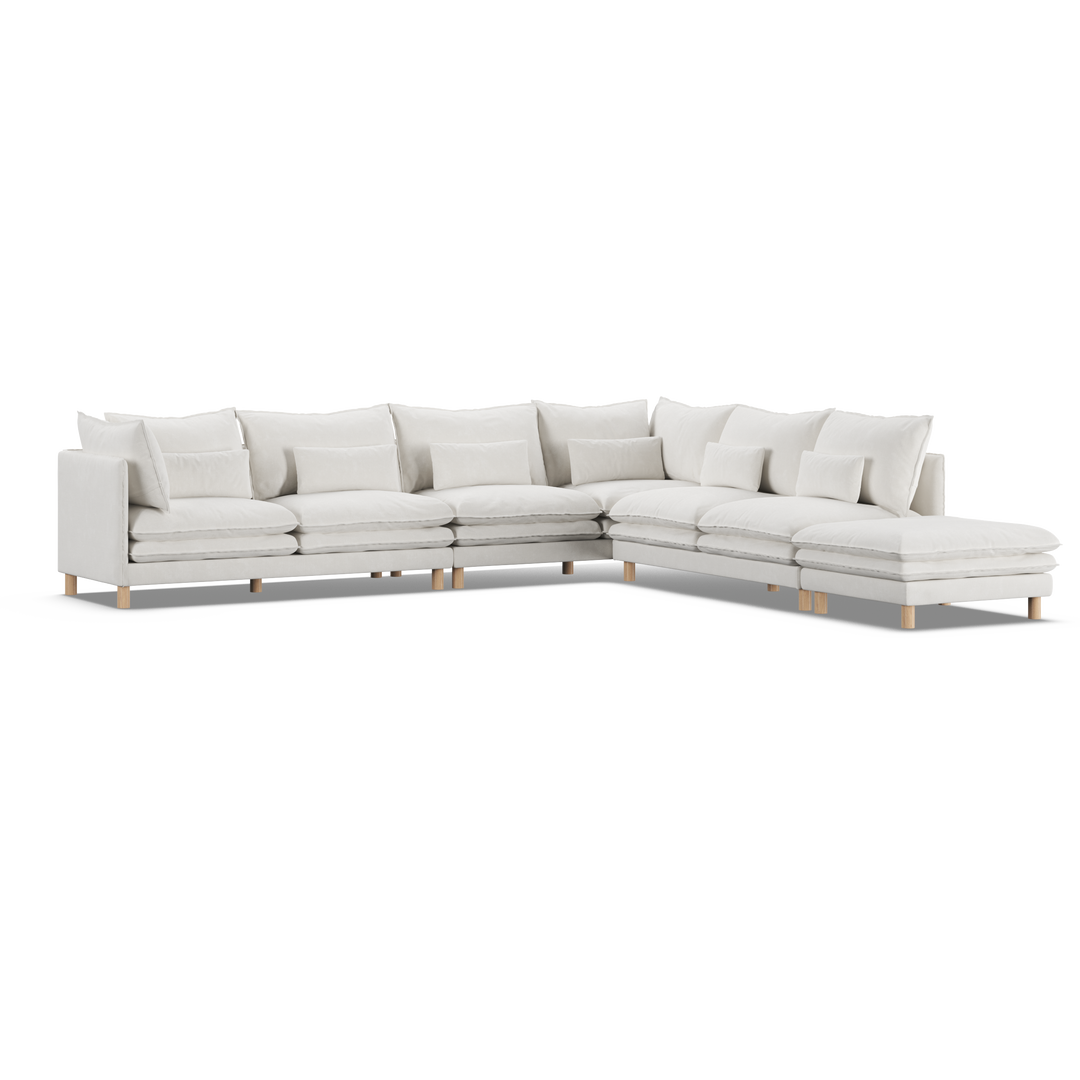 Aura 7 Seater Modular with Open End - White
