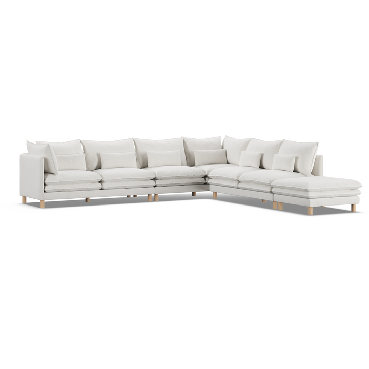 Aura 7 Seater Modular with Open End - White