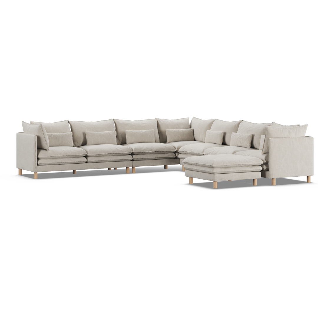Aura 7 Seater Modular with Chaise - Natural
