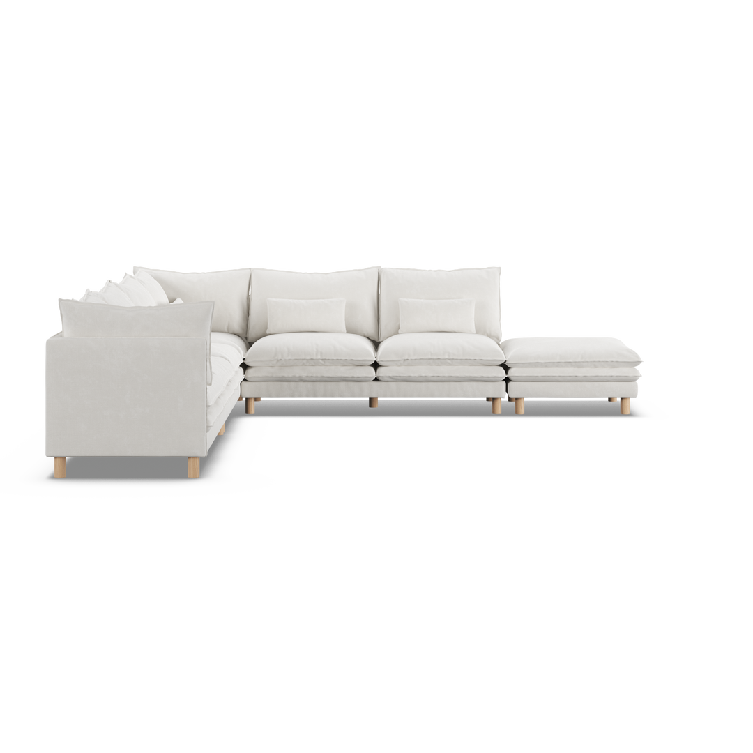 Aura 7 Seater Modular with Open End - White