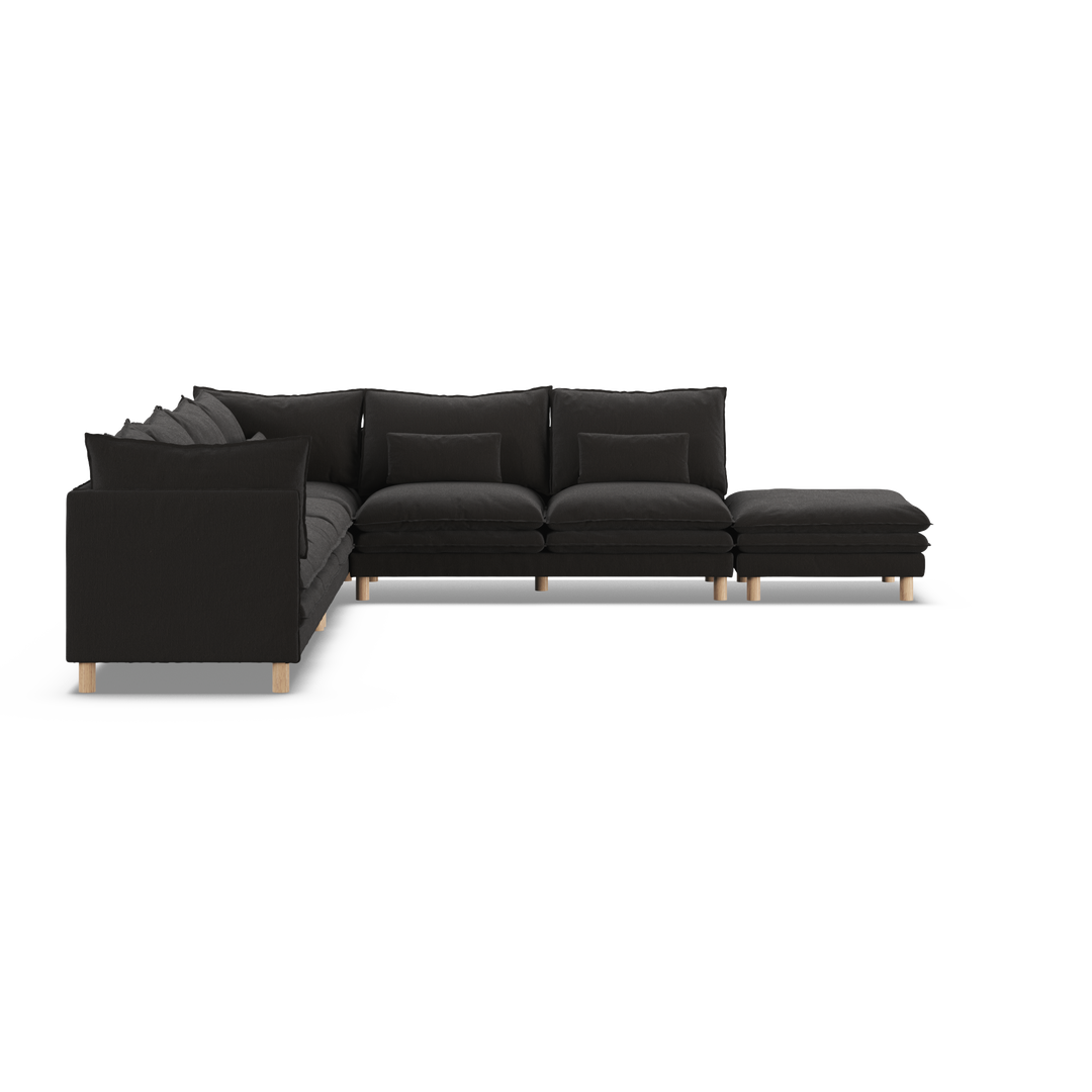 Aura 7 Seater Modular with Open End - Charcoal