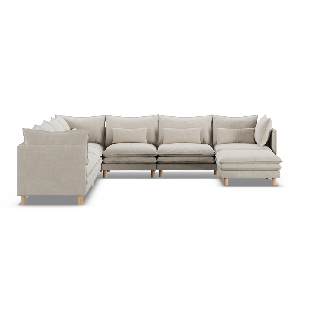 Aura 7 Seater Modular with Chaise - Natural