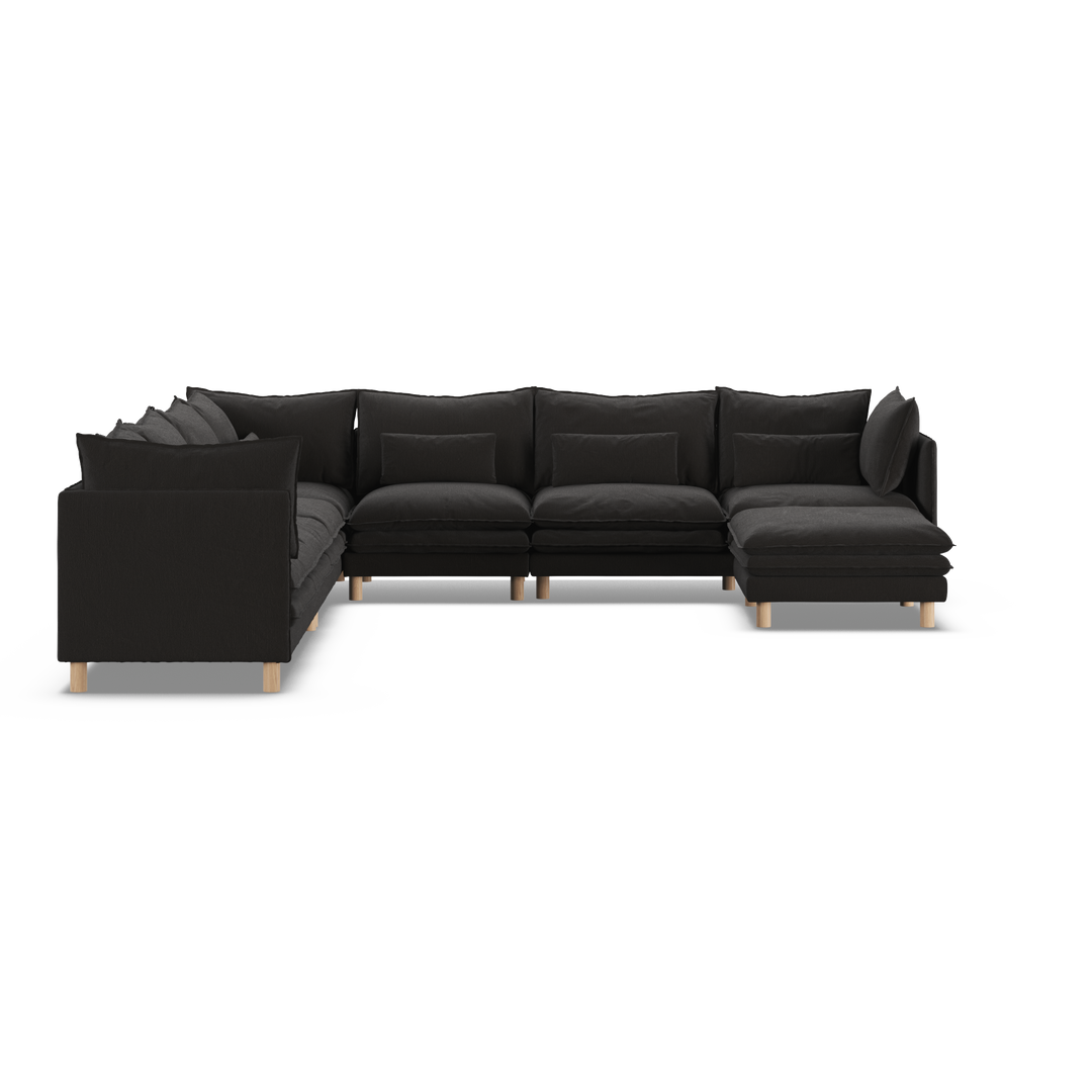 Aura 7 Seater Modular with Chaise - Charcoal
