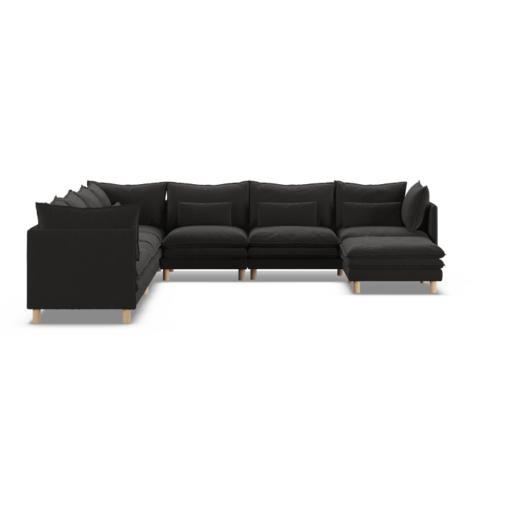 Aura 7 Seater Modular with Chaise - Charcoal