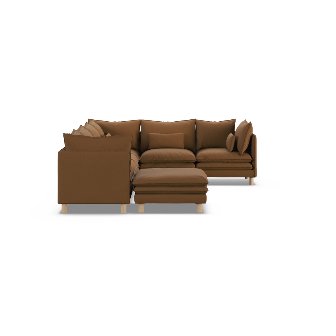 Aura 6 Seater Modular with Chaise Brown