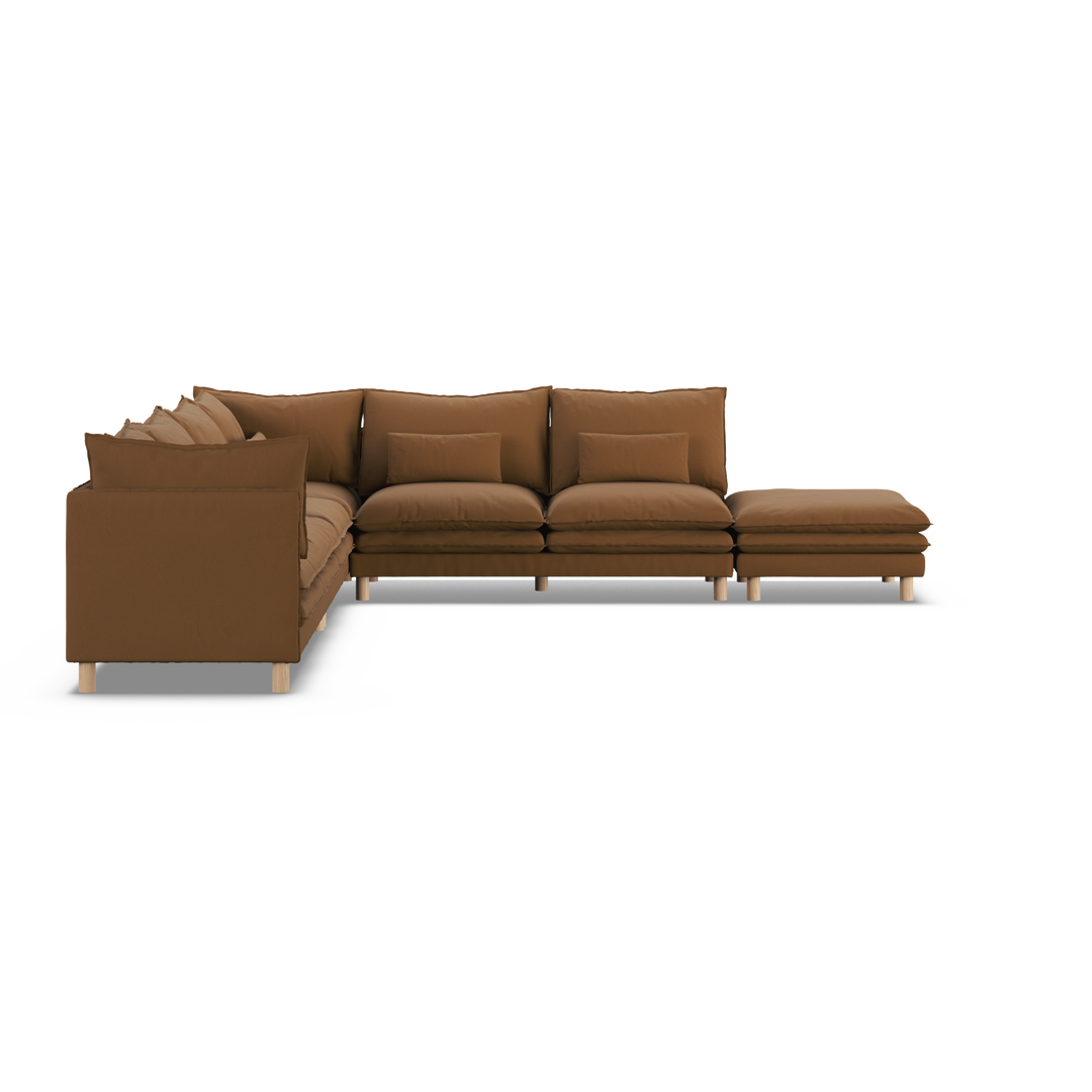 Aura 7 Seater Modular with Open End - Brown