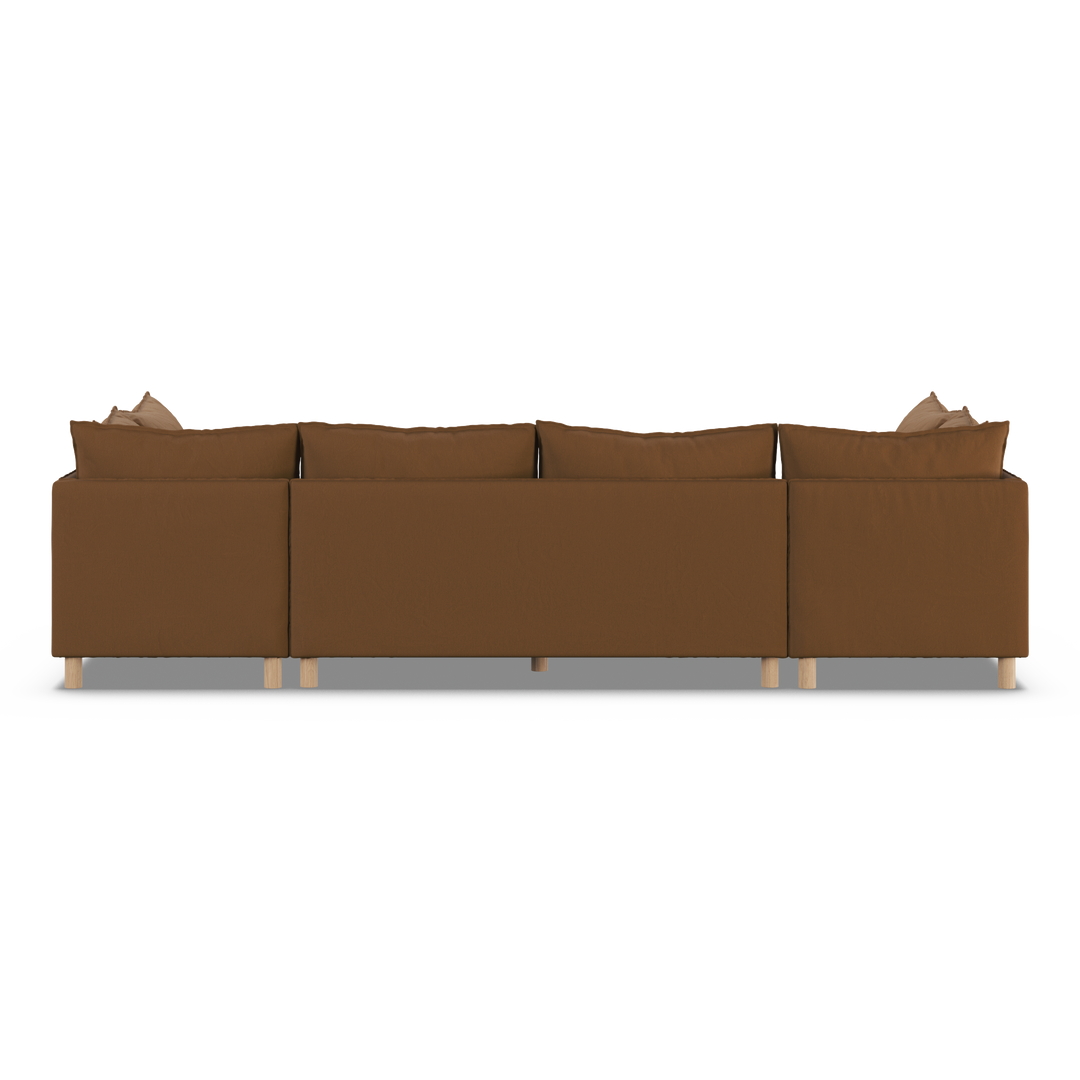 Aura 7 Seater U-Shaped Modular with Open End - Brown