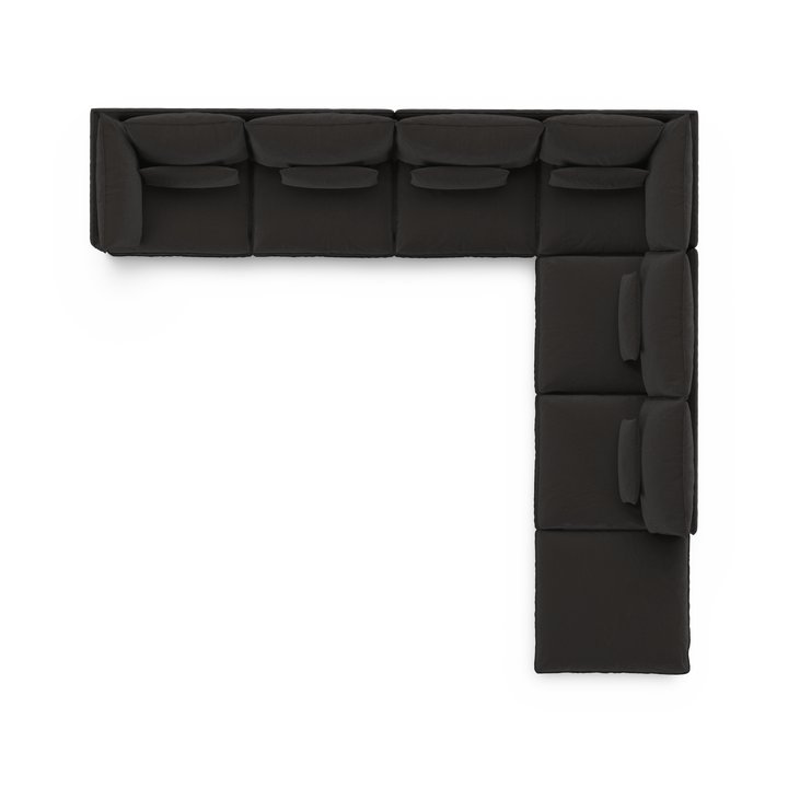 Aura 7 Seater Modular with Open End - Charcoal
