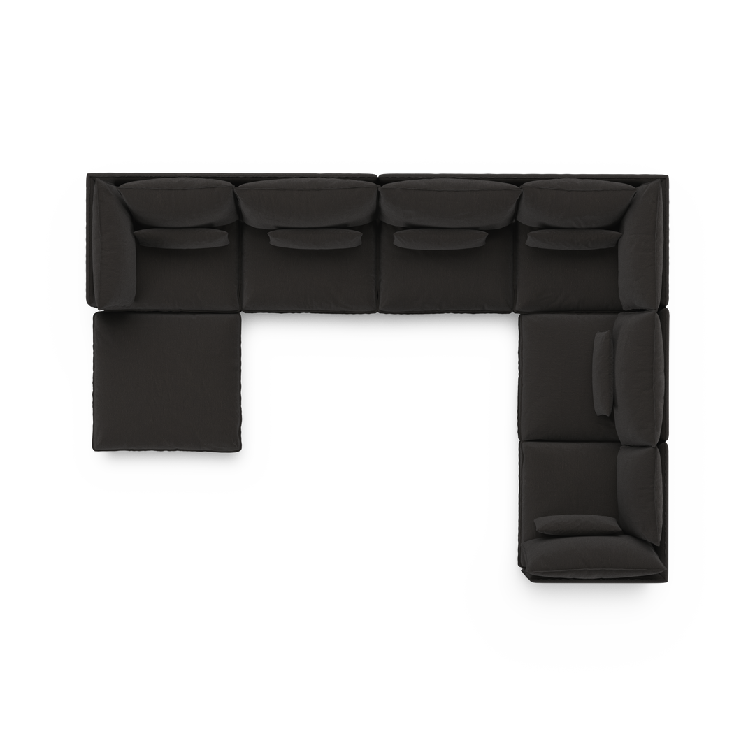 Aura 6 Seater Modular with Chaise Charcoal