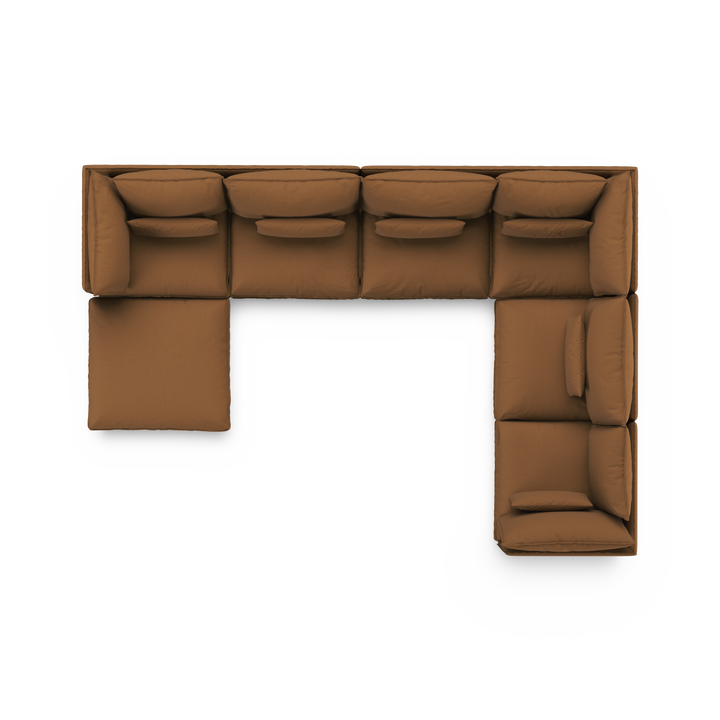 Aura 6 Seater Modular with Chaise Brown