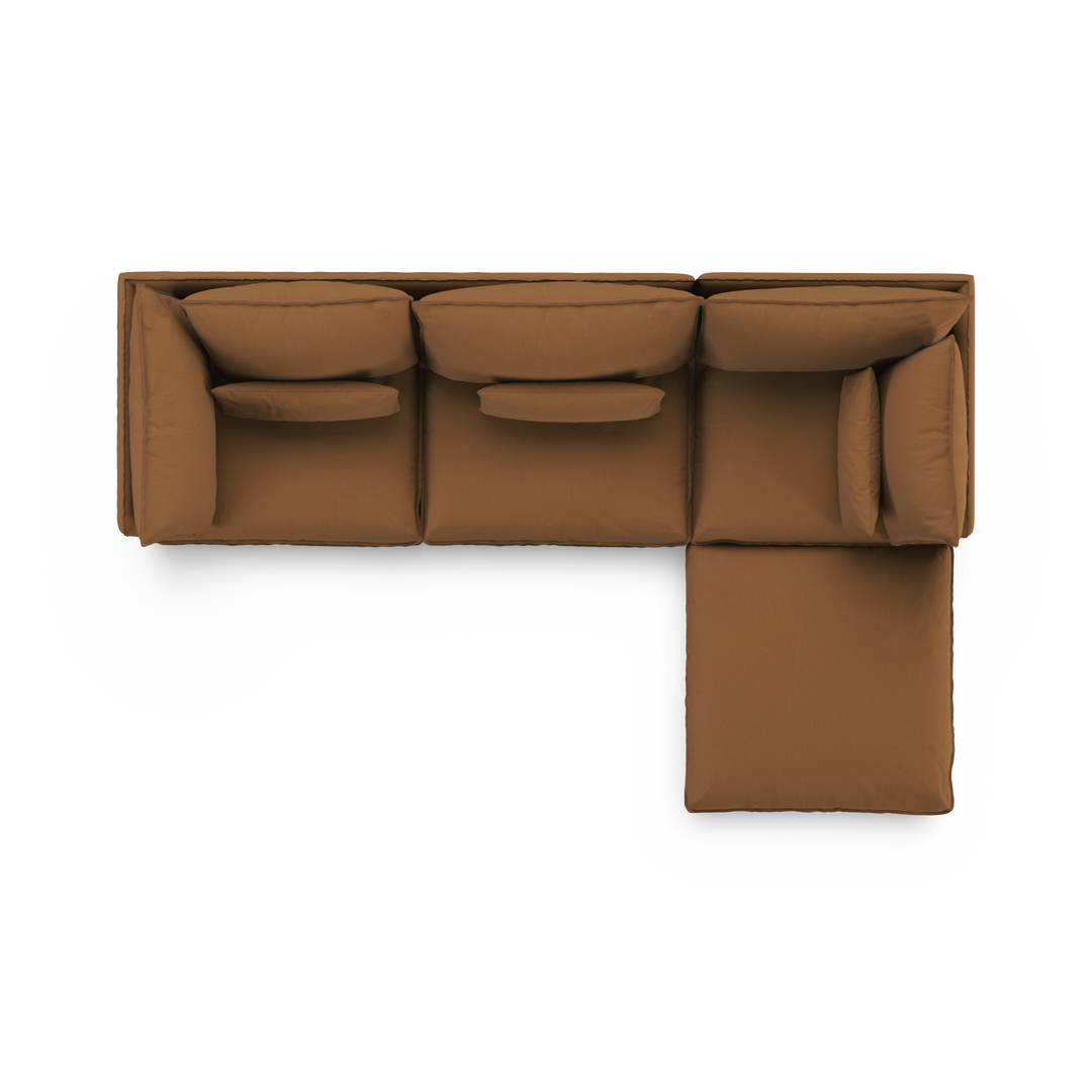 Aura 3 Seater with Chaise Brown