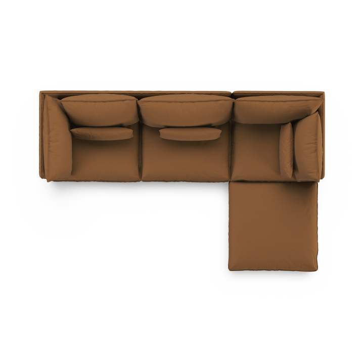 Aura 3 Seater with Chaise Brown