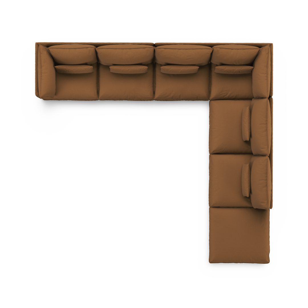 Aura 7 Seater Modular with Open End - Brown