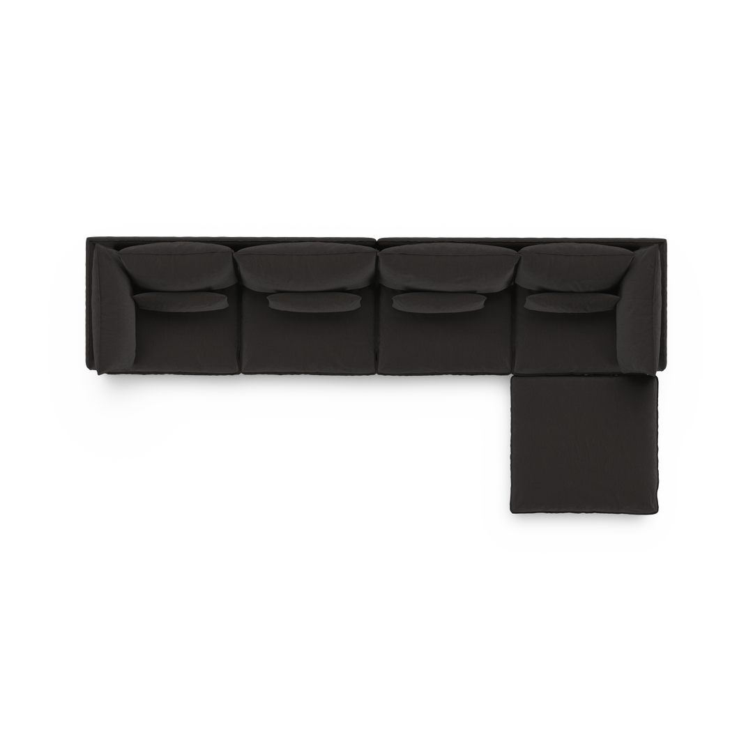 Aura 4 Seater with Chaise Charcoal