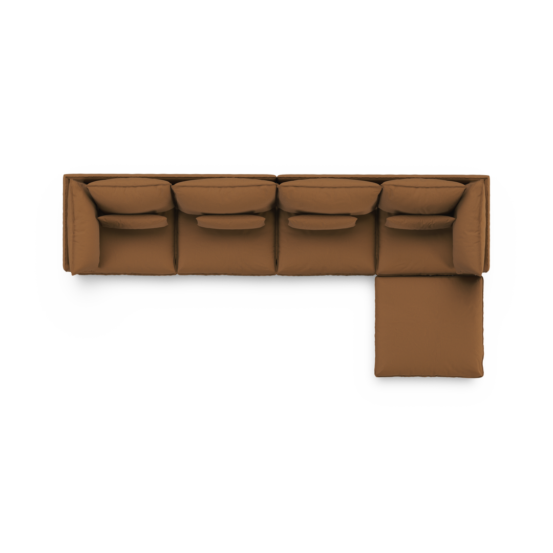 Aura 4 Seater with Chaise Brown