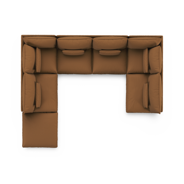 Aura 7 Seater U-Shaped Modular with Open End - Brown