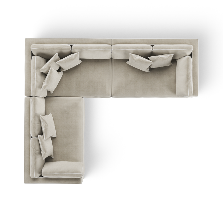 Marbella Corner Modular Natural with White Piping Left Facing