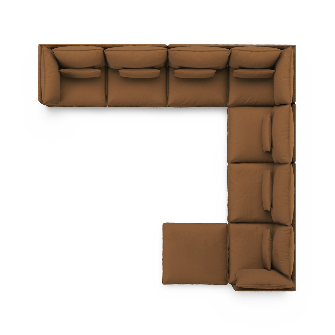 Aura 7 Seater Modular with Chaise - Brown