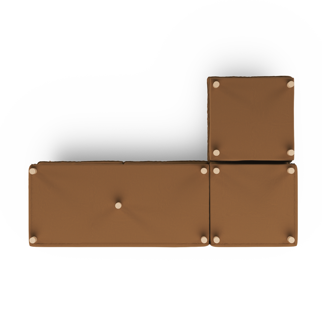 Aura 3 Seater with Chaise Brown