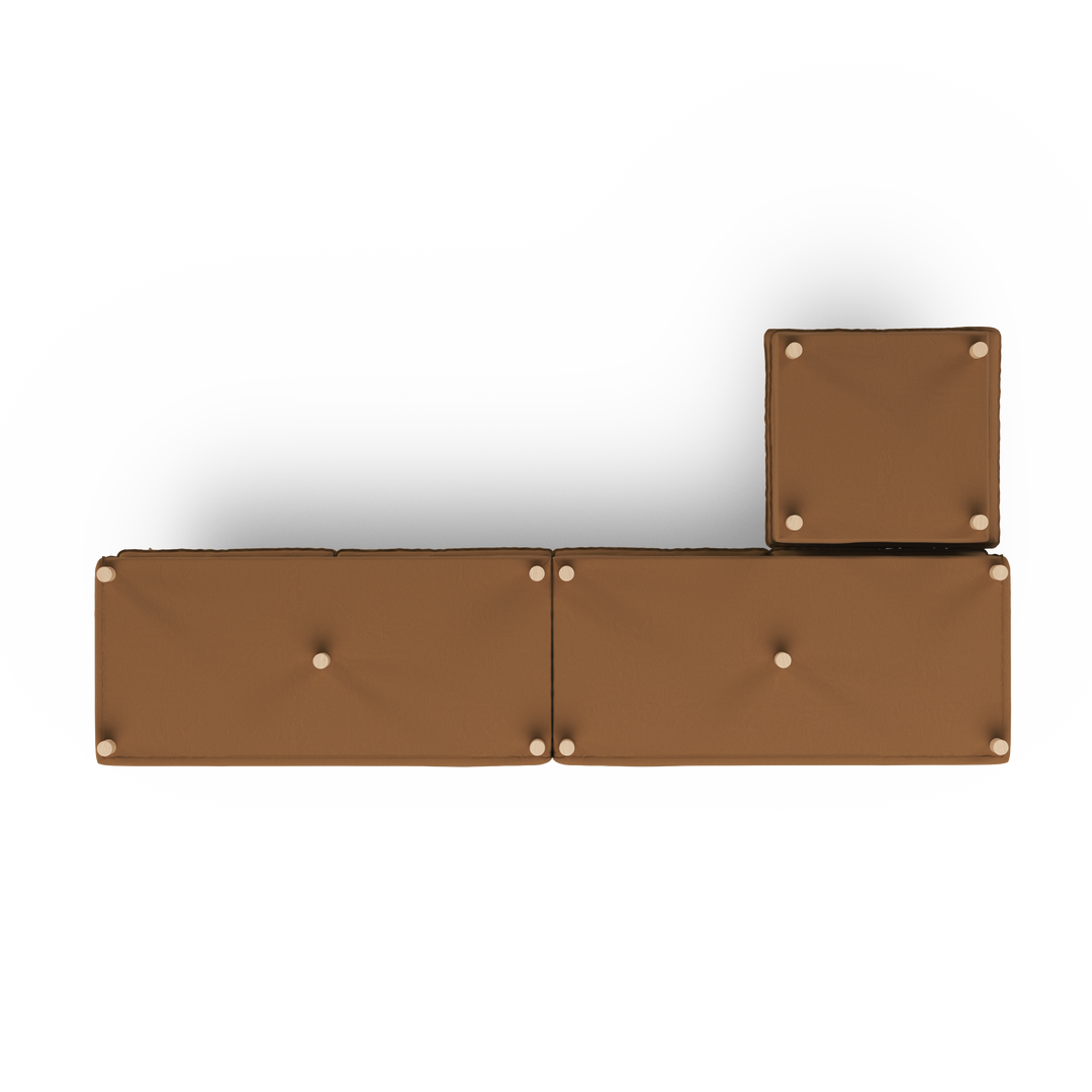 Aura 4 Seater with Chaise Brown