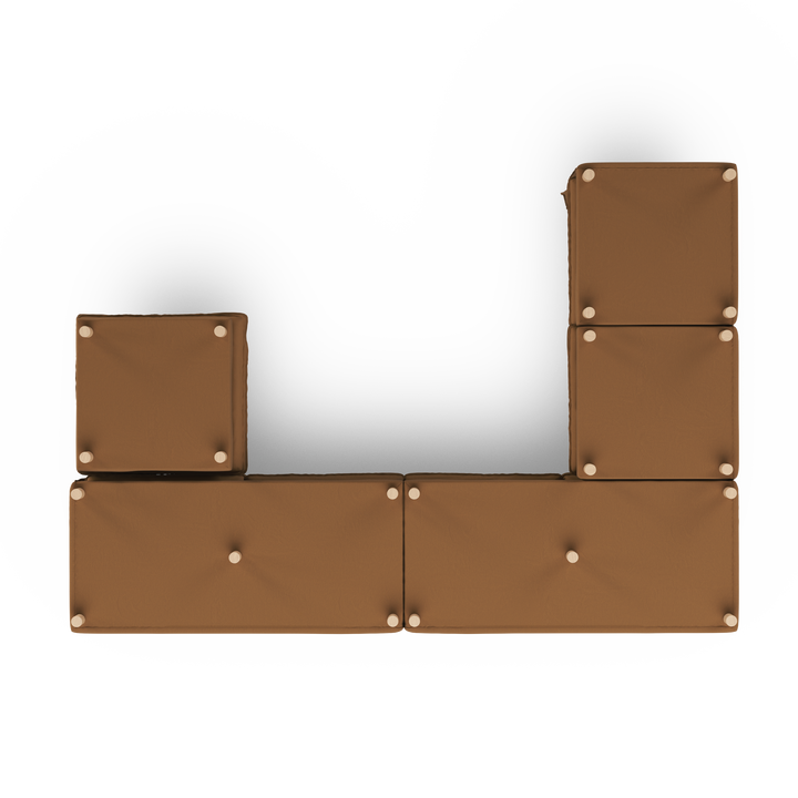 Aura 6 Seater Modular with Chaise Brown