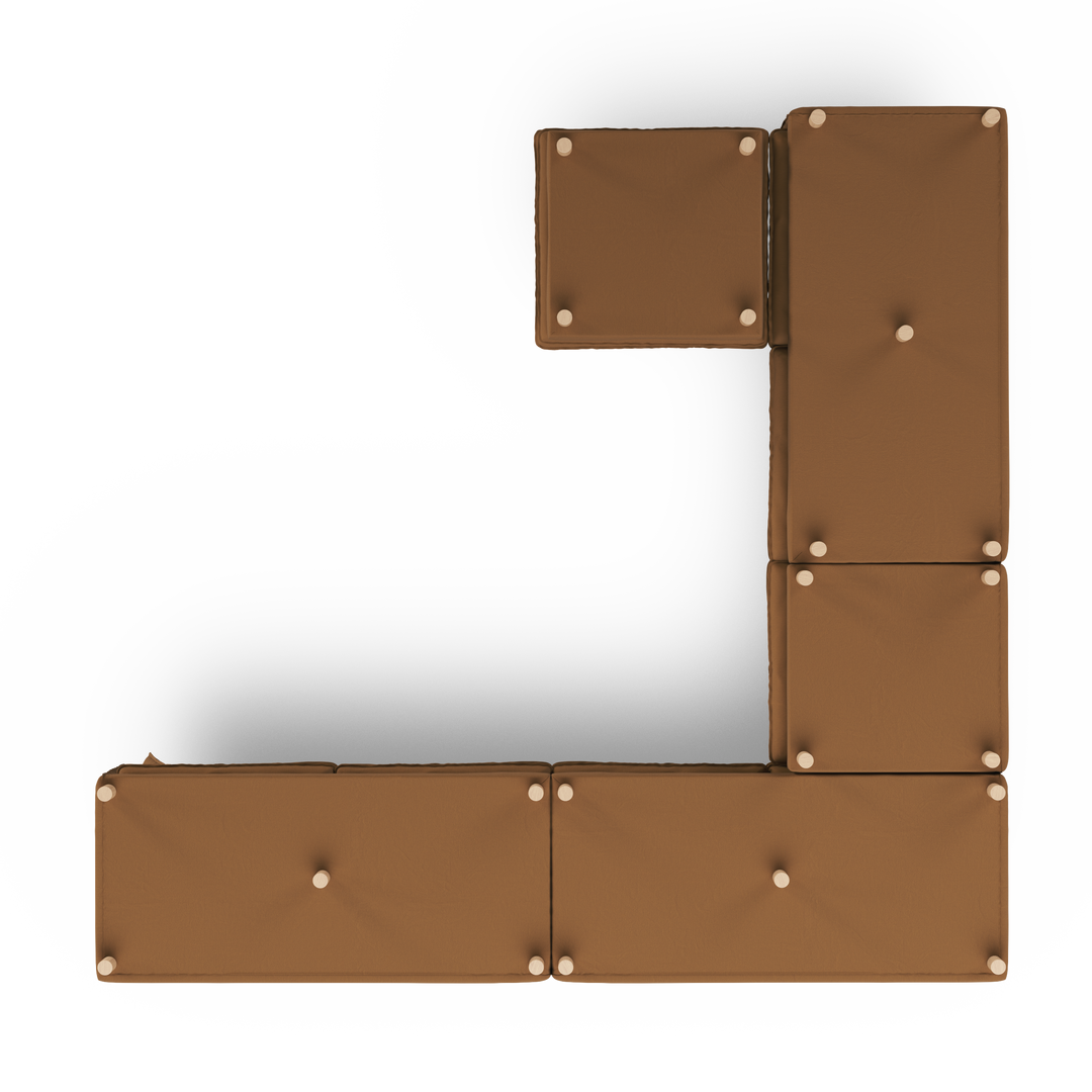 Aura 7 Seater Modular with Chaise - Brown