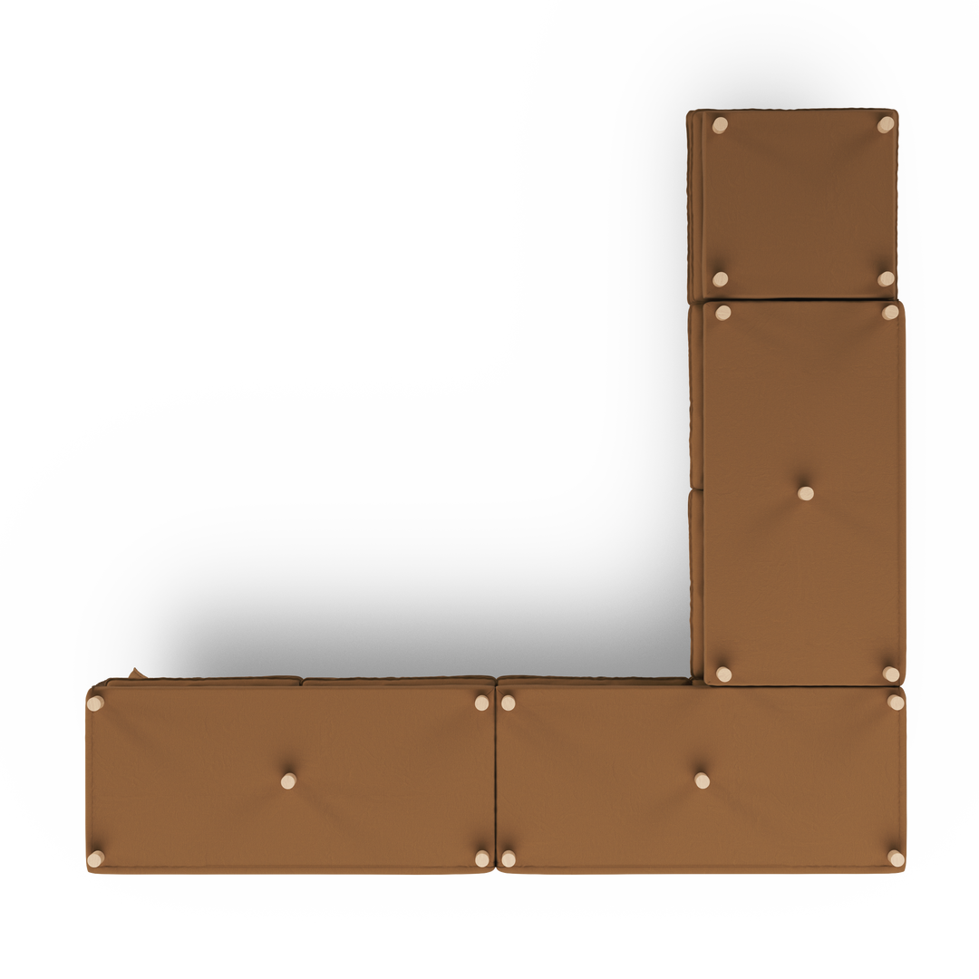 Aura 7 Seater Modular with Open End - Brown