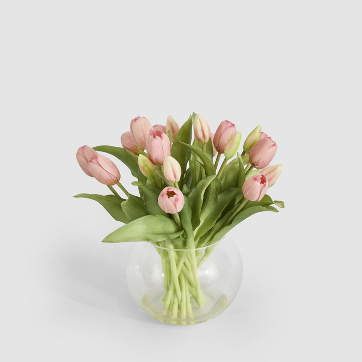 Real Touch Tulip in Water Vase Pink
