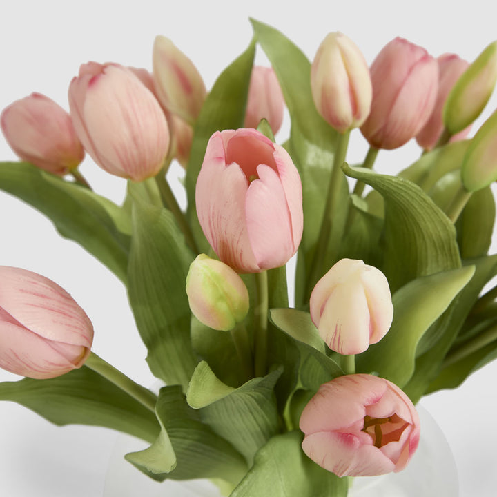 Real Touch Tulip in Water Vase Pink