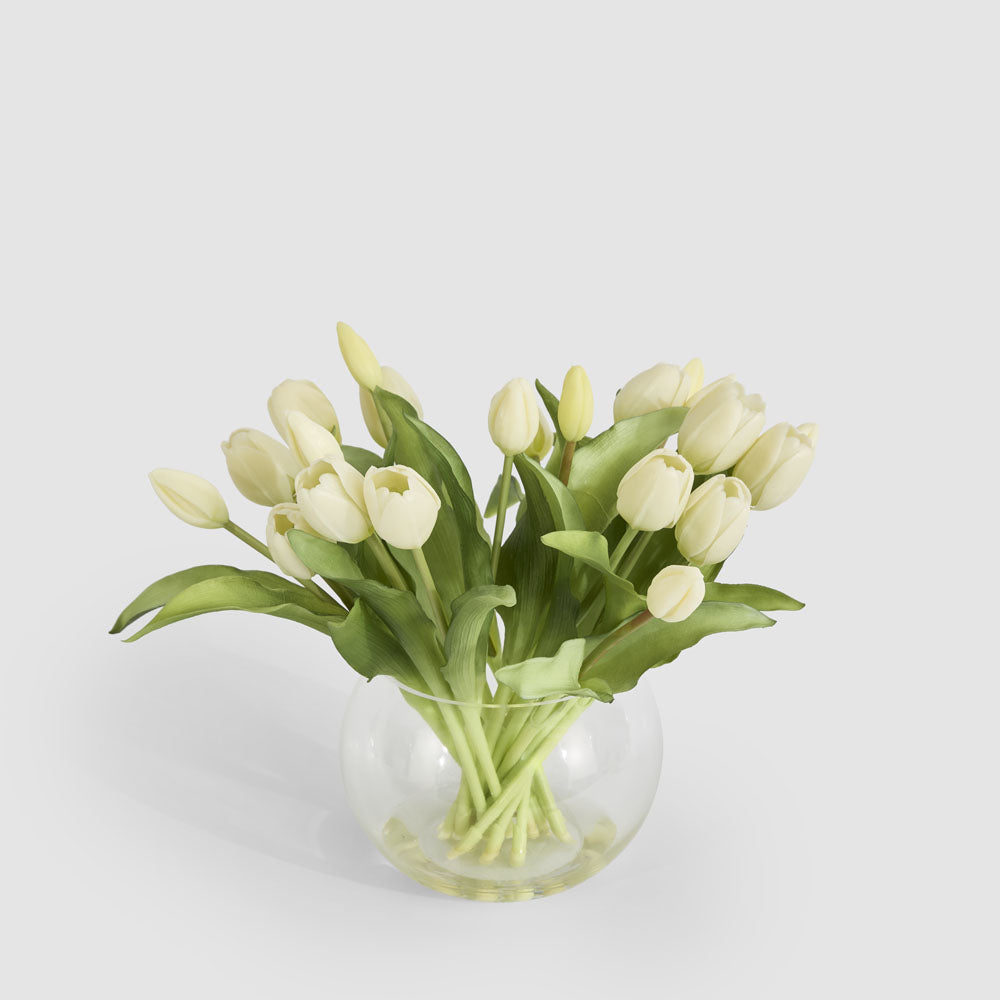 Real Touch Tulip in Water Vase White