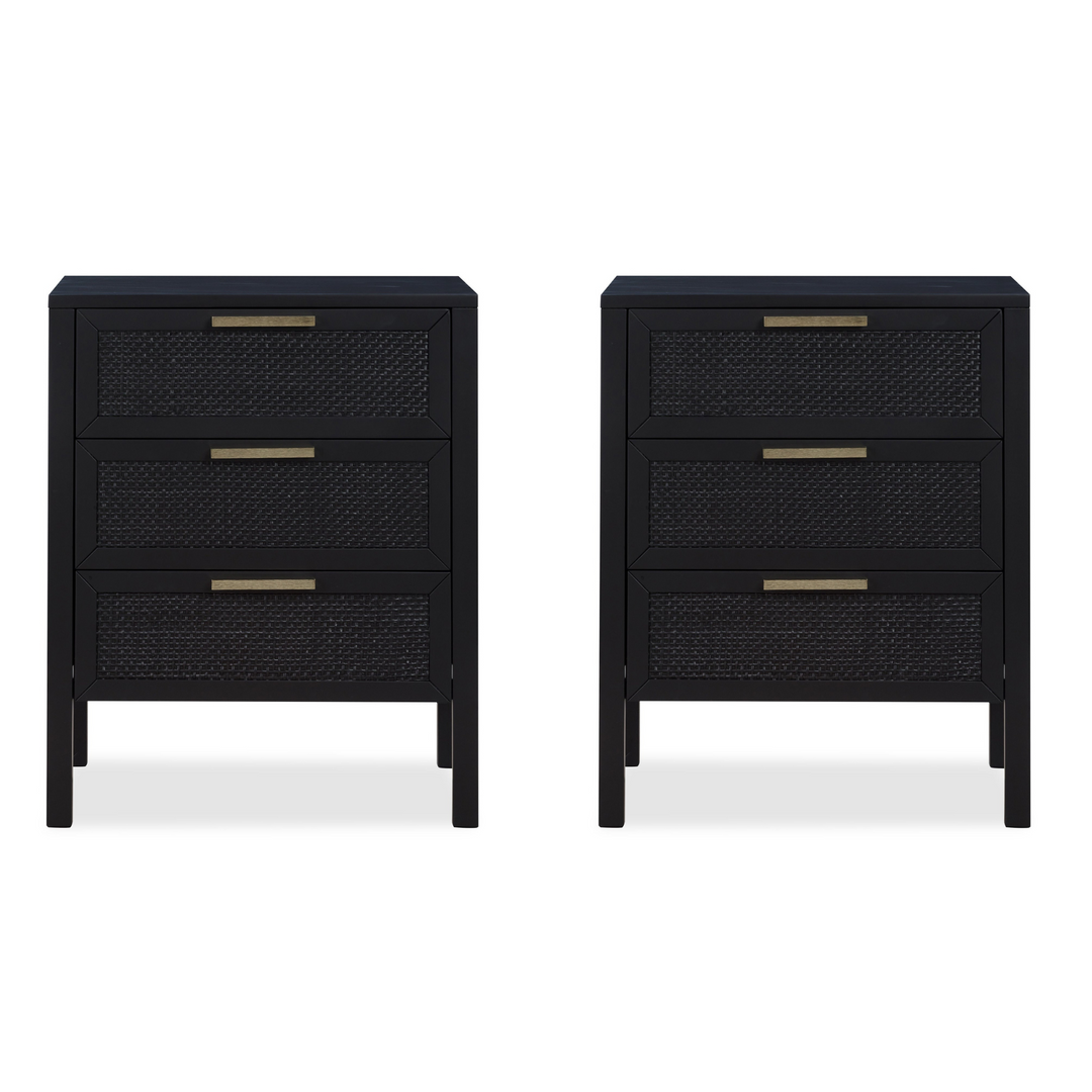 Santorini Bedside 3 Drawers Black