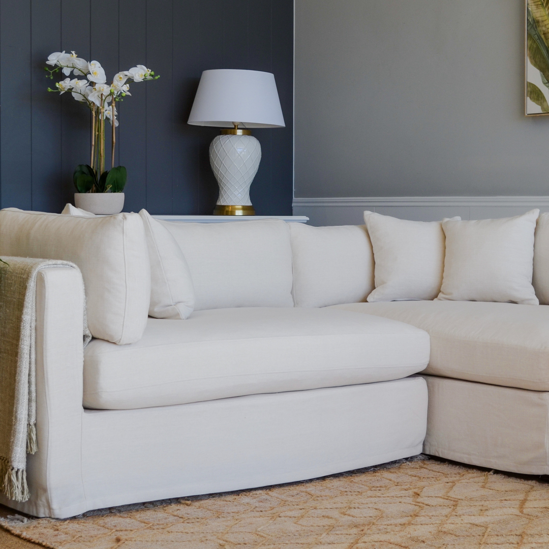 Marbella Modular Slip Cover Sofa Ivory Left